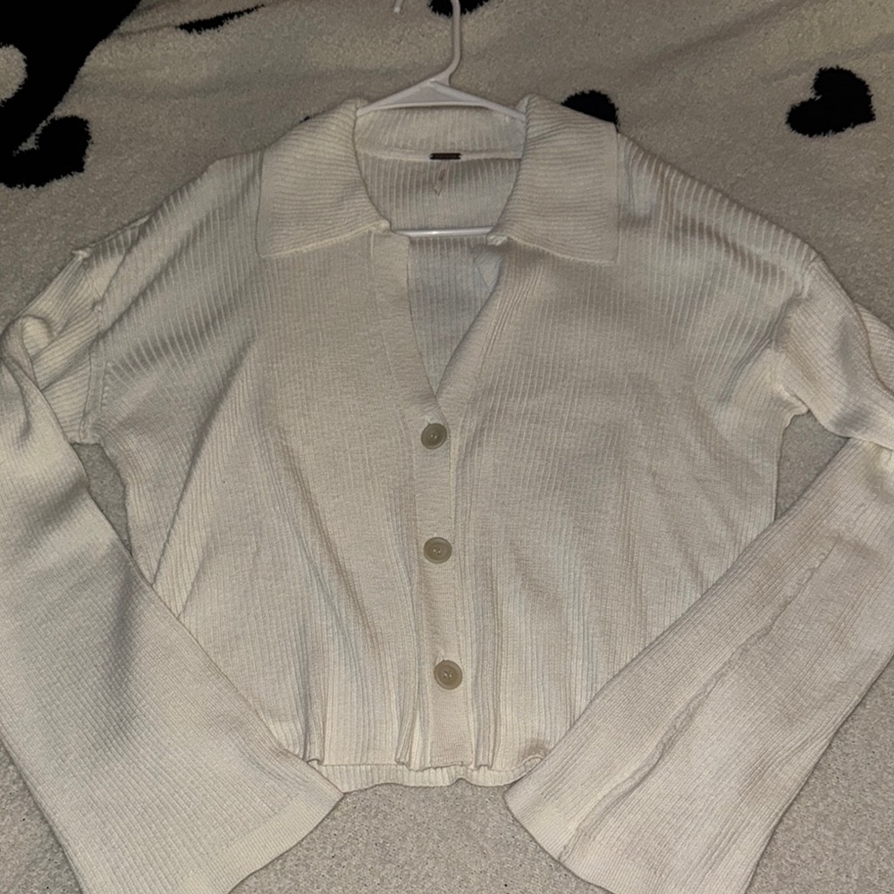Free People Cream Knit Cardigan Sweater
